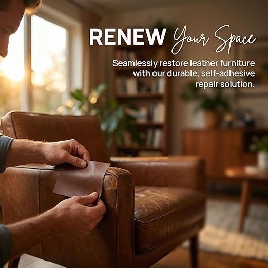 Leather Repair Patch, Leather Repair Tape, Repair Patch Self Adhesive Waterproof, Vinyl Repair Tape, for Couches, Car Seats, Chairs, Furniture (Brown, 24 x 54 Inch)
