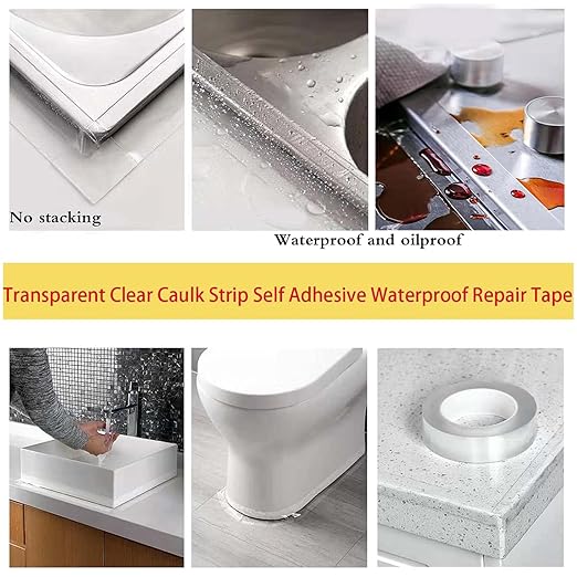Clear Caulk Strip, 2 Inch x 33 Feet Self Adhesive Caulk Tape Caulking Sealing Tape for Kitchen Countertop Sink Bathtub Bathroom Shower Toilet and Floor Wall Edge Protector