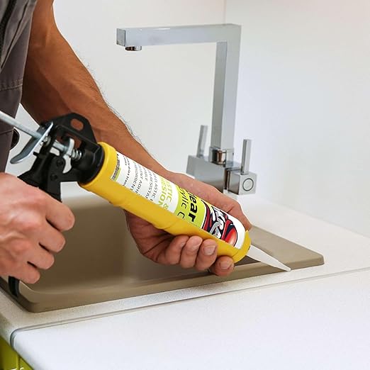 Kraken Bond Clear Seal Latex Caulk – (1x10.5 fl.oz.) Extrudes White - Dries Clear, Low VOC, Paintable, Kitchen & Bath, Interior/Exterior Window Caulking Sealant, for Wood, Brick, Concrete - 1 Pack