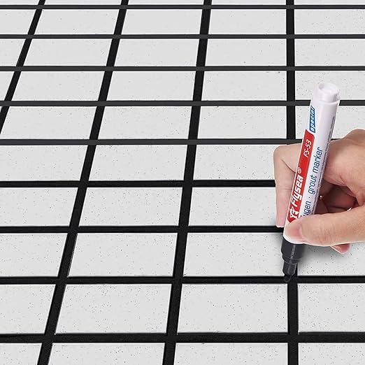 10 Pieces Tile and Wall Grout Color Pen - Repair and Refill Marker for Tiles, Floor, Kitchen, Bathroom (Black)