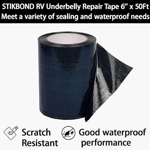 1-Pack RV Underbelly Repair Tape 6'' x 50Ft Waterproof Flex Belly Tape with Sealing Fabric Permanent for RV Tarps, Awnings Fixing, Mobile Homes,RV