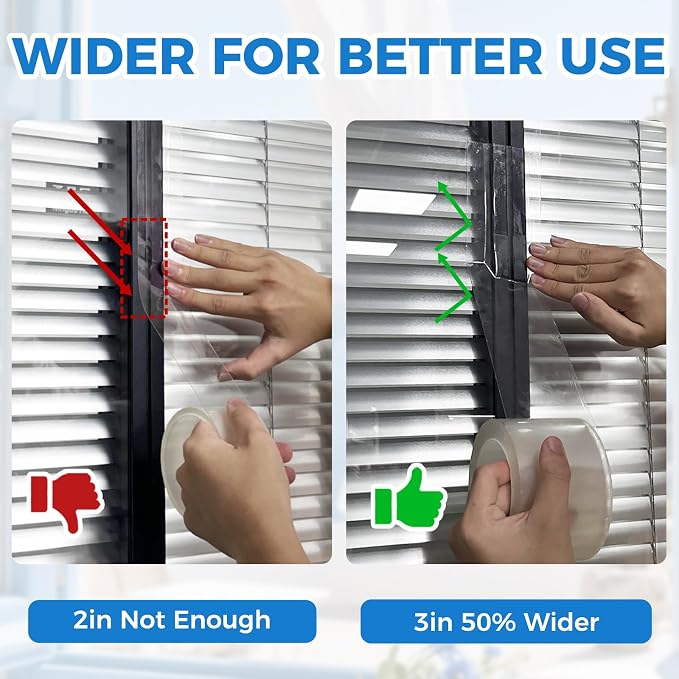 SWRT 3”x33FT Window Weather Sealing Tape Residue-Free, 20-Mil Thick Heavy Duty Window Insulation for Summer, Weather Resistant, Air Conditioner Window Seal Blocks Drafts for Doors Windows