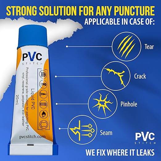 AquaPro Liquid Patch Waterproof Repair Kit for PVC Inflatable Boats, Rafts, ISUPs, Paddle Boards, Above Ground Pools, Hot Tubs, and Underwater Gear (Sealer +Cord)