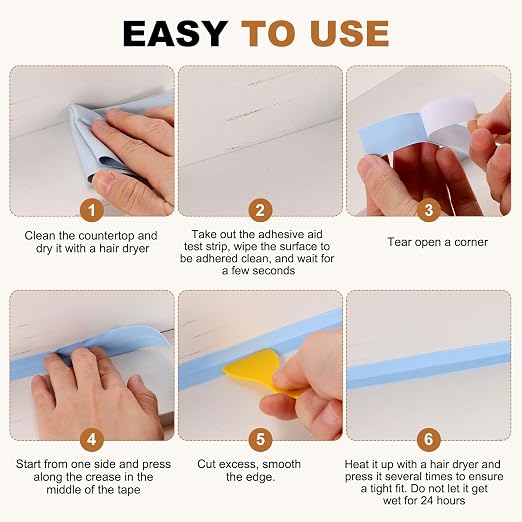 uxcell Caulk Tape Waterproof, 0.83 Inch x 16.4 ft Self-Adhesive Sealant Sealing Strip Caulking Sealant Tape PVC with Tool for Kitchen Sink Toilet Bathroom Bathtub Floor, Black