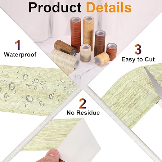 PATIKIL Wood Grain Tape 6" x 15 Ft, Self-Adhesive Wood Texture Repair Tape Realistic Wooden Effect Patch for Furniture Cabinets Floor Walls,Grey Oak