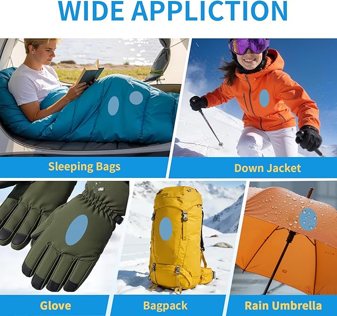 Waterproof Self-Adhesive Nylon Patches for Tent Repair Kit, 24pcs Outdoor Gear Tenacious Repair Tape, Fabric Patches for Clothes, Down Puffer Jacket, Tent, Sleeping Bag, Backpack, Sky Blue