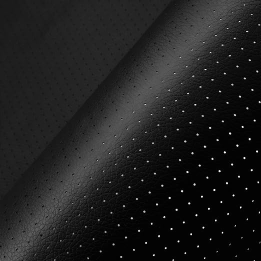 Leather Repair Patch, Breathable Perforated Self Adhesive Repair Patch, Furniture Couch Car Seats Office Chairs Sofa Repair Refurbished Faux Leather Patch (Black,15.7x59 inch)