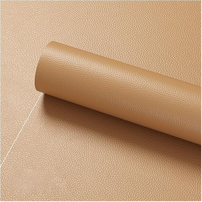 Faux Leather Repair Patch 19.7 × 118In,Khaki Self - Adhesive Leather Repair, 2.5MM Thick Upholstery Leather for Upholstery Crafts, DIY Sewing, Sofas, Furniture, Car Seats, Chairs(1Pcs)