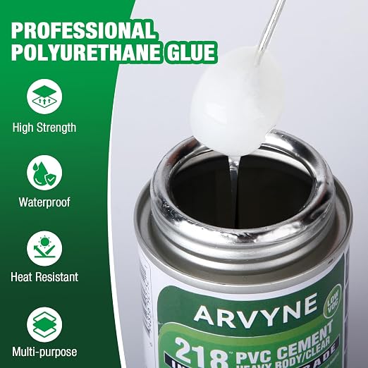 PVC Cement 4 oz, PVC Glue, Vinyl Cement, Industrial Solvent Cement for PVC & Vinyl Repair, Clear Waterproof Fast-Dry Glue for Rigid UPVC & Hard PVC, Leak‑Proof Can