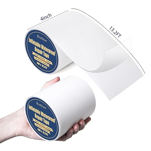 Breliter Inflatable Waterproof Repair Tape - Waterproof TPU Patch Repair Kit, Sealing Repair Tape for Air Mattress, Bounce House, Inflatable Toys, Tent, Swimming Ring, Heavy Duty - 4in x 13.2ft