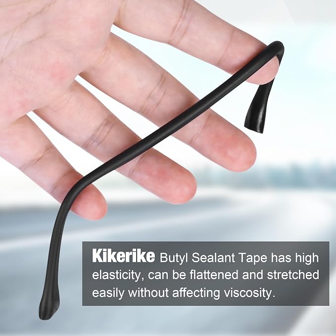 Butyl Rubber Tape Headlight Glue Sealant Rope 14.8Ft Diameter 9mm Putty Foam Strip Caulk Sealer for Automotive (Car RV Truck Marine) Window Door Windshield Sealing - Black, 1 Roll
