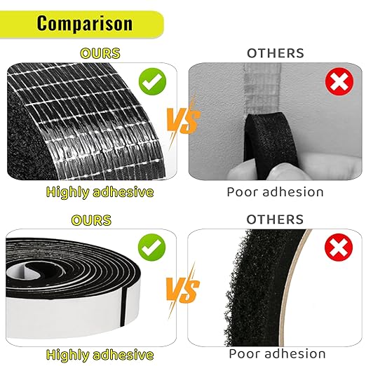 High Density Foam Tape - 1/2'' x 1/16'' x 26Ft Weatherproof Adhesive Prevent Condensation Heat Resistant Flame Retardant Weather Stripping Easy to Cut & Install & Remove for Car Doors Pipes Windows