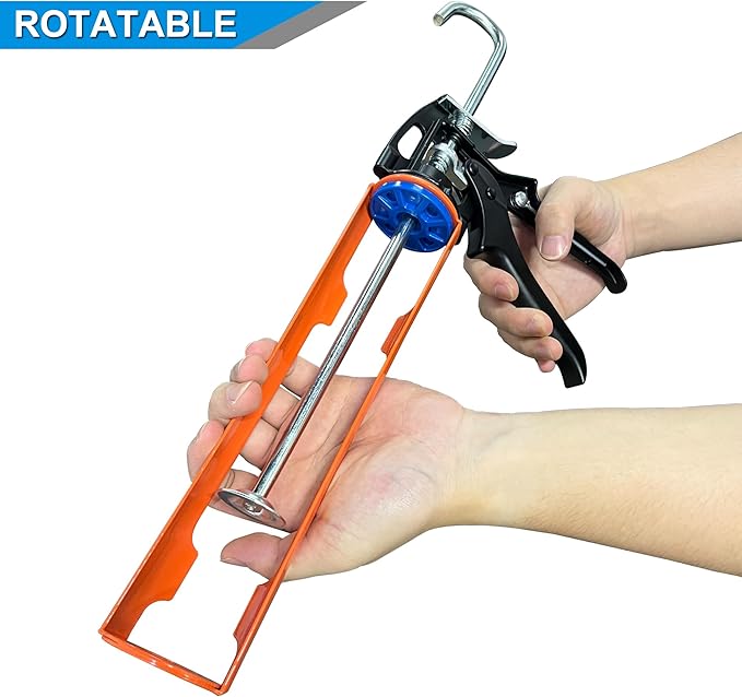 Caulk Gun, Caulking Tool Kit and Caulk Remover,Sealant Finishing Tool Grout Scraper,Great Silicone Gun Tools for 10oz Caulk tubes, Trigger Comfort Grip and Iron Smooth Rod 8:1 Thrust Ratio