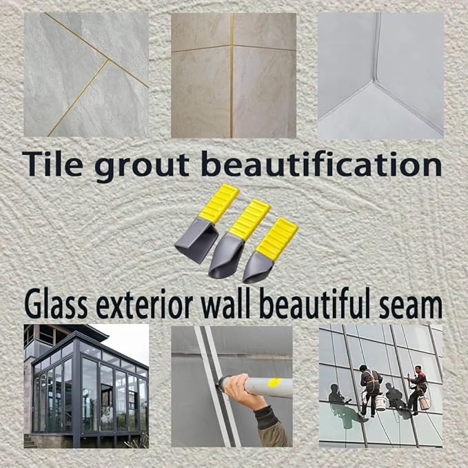 3-IN-1 Professional Caulking Tool Kit, Sealant Scraper & Grout Removal Tool Set with Multi-Size Scrapers, Drywall Repair, Wallpaper Removal & Bathroom Caulk Finishing