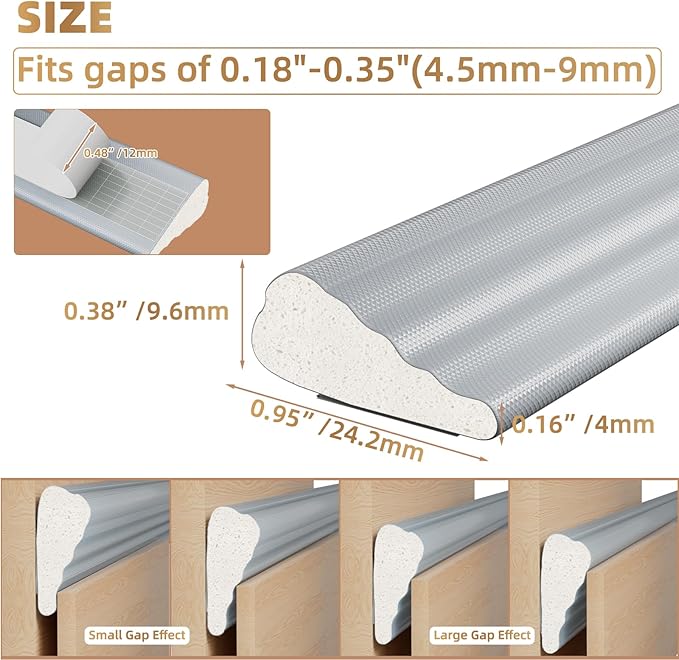 196” Wedge-Shape Foam Window Weather Stripping Door Seal Strip,Soundproofing Frame Insulation Tape for Exterior Front Door,Noise Cancelling Window Inserts,Door Gap Filler Light Blocker,Gray