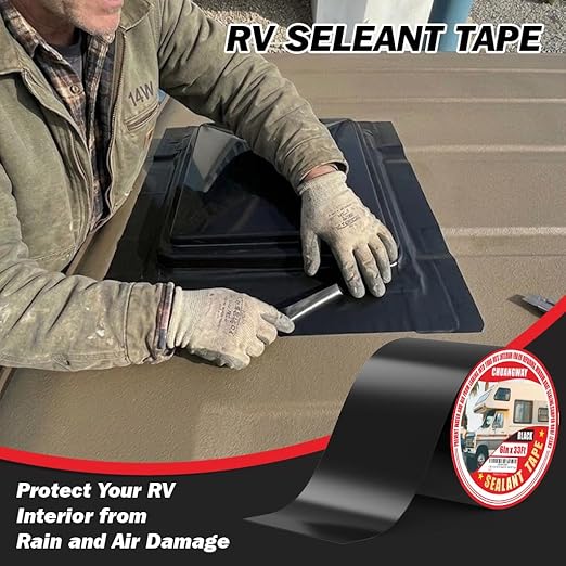 Butyl Sealant Waterproof Tape Black, 4 Inch X 33 Foot RV Roof Repair Tape, UV & Weatherproof Roof Seal Tape for RV Camper Trailer Boat Window Sealing Leak Repair