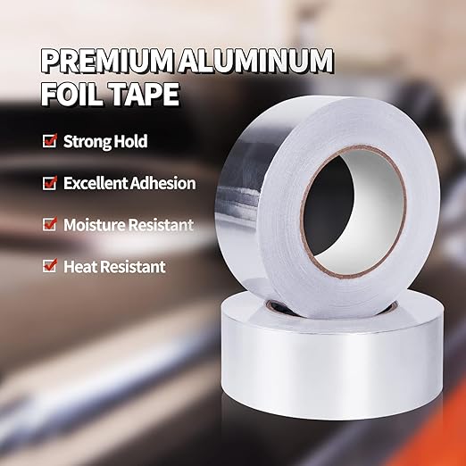 TAPEBEAR 6 Rolls Aluminum Foil Tape, Aluminum Air Duct Tape, Withstand 80°C to 100°C, Heat Resistant Tape Insulation Tape for HVAC, Sealing & Patching, Metal Repair, 3inch x 50yard