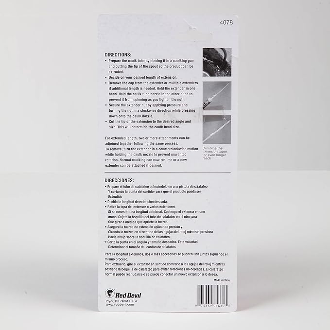 Red Devil 4078 3 Pack Caulking Tube Extension Clear