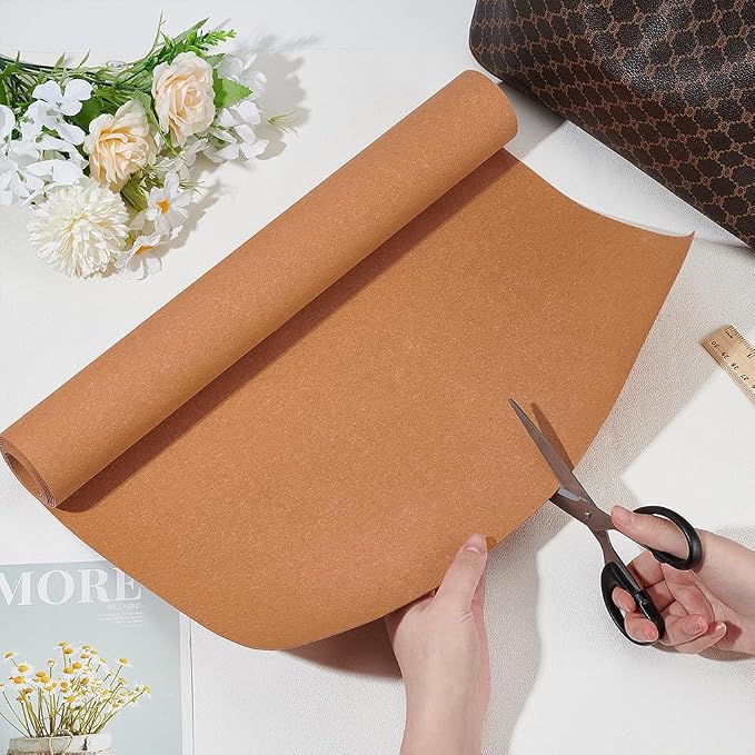BENECREAT 59x15.7inch Leather Stiffener Roll, Sandy Brown Bag Stiffener, PVC Leather Roll for Leather Bag Liner, Craft DIY, 0.8mm Thick