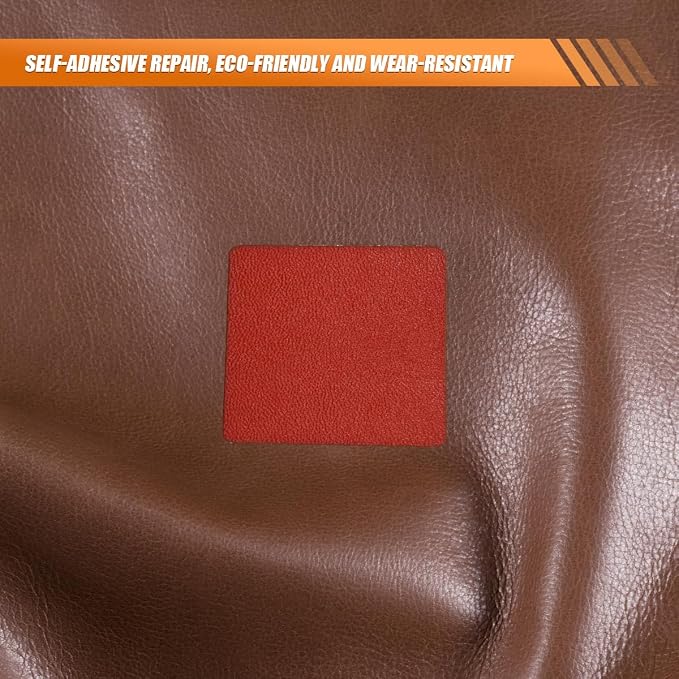 5PCS Car Seat Leather Repair Patch Tape, 8×4 Inch Water-Resistant Self-Adhesive Repair Patches Kit, Automotive Upholstery Fix Accessories for Furniture Couches Chairs (Red)