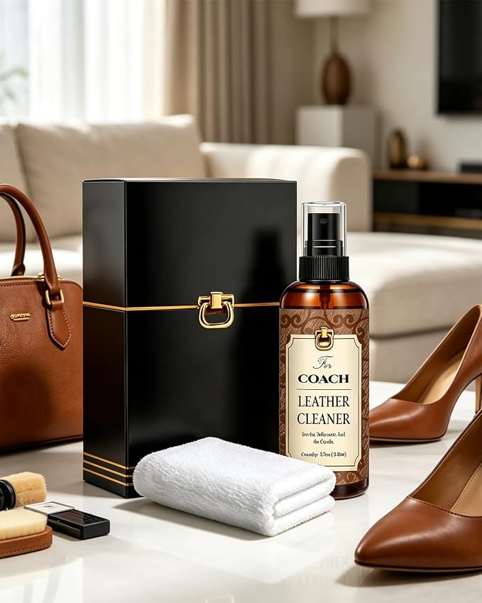 Leather Cleaner Set for Coach, Powerful Stain Removal with Gentle Care, Cleaning Kit for Coach Handbags, Wallets, Purses and Other Luxury Bags