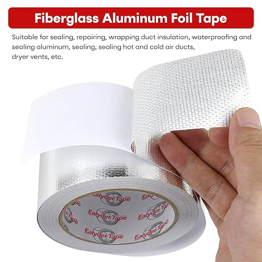 3in x 82ft Adhesive Aluminum Foil Heat Shield Tape, Fiberglass Thermal Insulation Reflective Material for Pipe, Duct, Exhaust, HVAC and High Temp Protection, 5.91MIL
