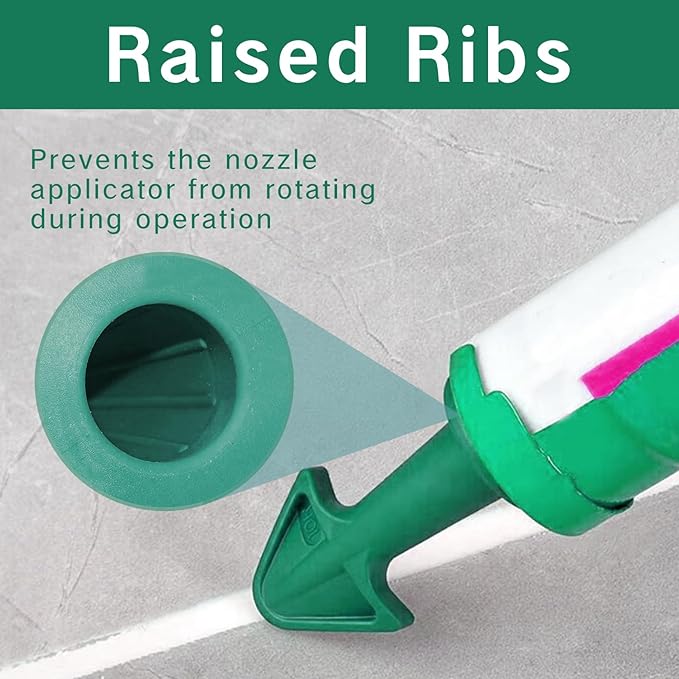 Caulking Tips with Nozzle Adapter Reusable Silicone Caulk Applicator Tools for Easy Application Finishing Grout and Sealant Includes 6.5R 10R 13R Nozzles Easy Caulking Finger Tool(Green)