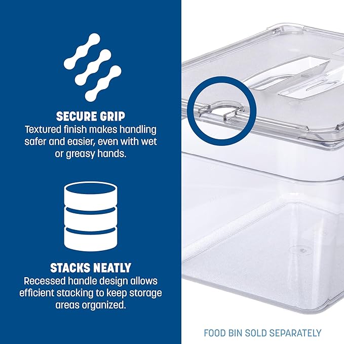 Carlisle FoodService Products 10231U07 StorPlus Half Size Polycarbonate Universal Handled Notched Food Pan Lid, Clear