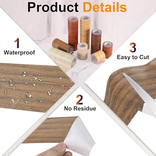 PATIKIL Wood Grain Tape 3.15" x 15 Ft, Self-Adhesive Wood Texture Repair Tape Realistic Wooden Effect Patch for Furniture Cabinets Floor Walls,Dark Brown Oak