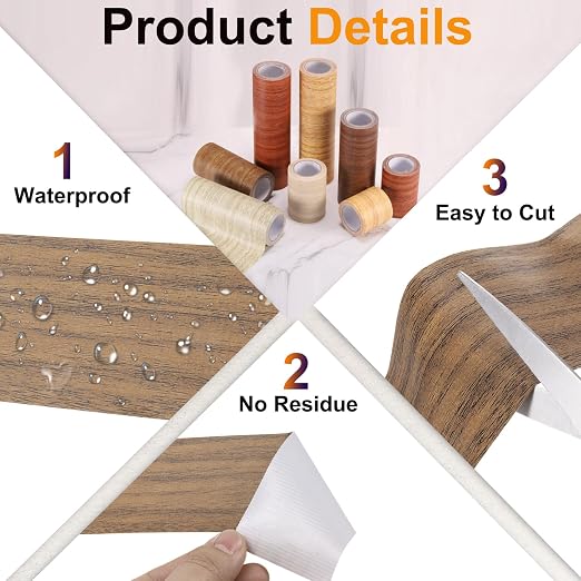 PATIKIL Wood Grain Tape 3.9" x 15 Ft, Self-Adhesive Wood Texture Repair Tape Realistic Wood Effect Contact Paper Patch for Furniture Cabinets Floor Walls Home Decoration, Dark Brown Oak