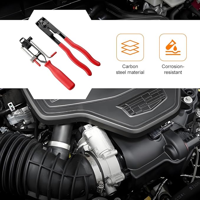 Car CV Joint Boot Clamp Pliers Kit, Carbon Steel Vehicle Joint Ear Clamp Banding Tool with Adjustable CV Boot Band Clamps, Automotive Repair Tool, Universal for SUV Automobile Truck (Red)