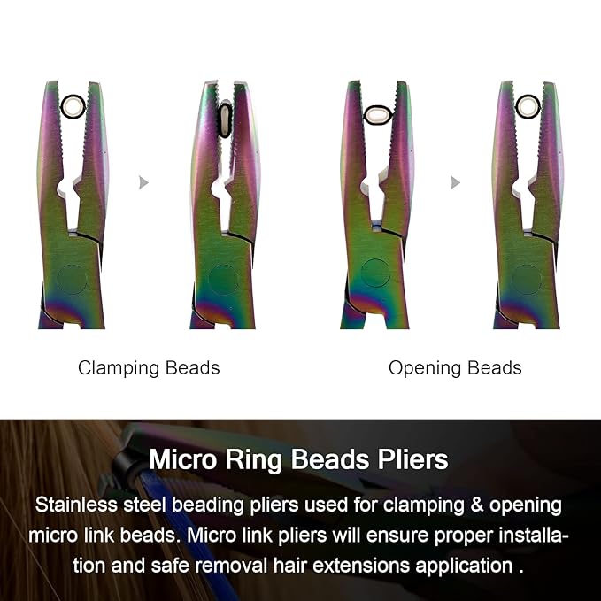 NEWISHTOOL Micro Links Hair Extensions Kit, Hair Extension Pliers for Beads, Hair Extension Loop Needle Pulling Hook Tool Bead Device Tool Kits, Micro Link Tools for Hair or Feather Extensions Styling
