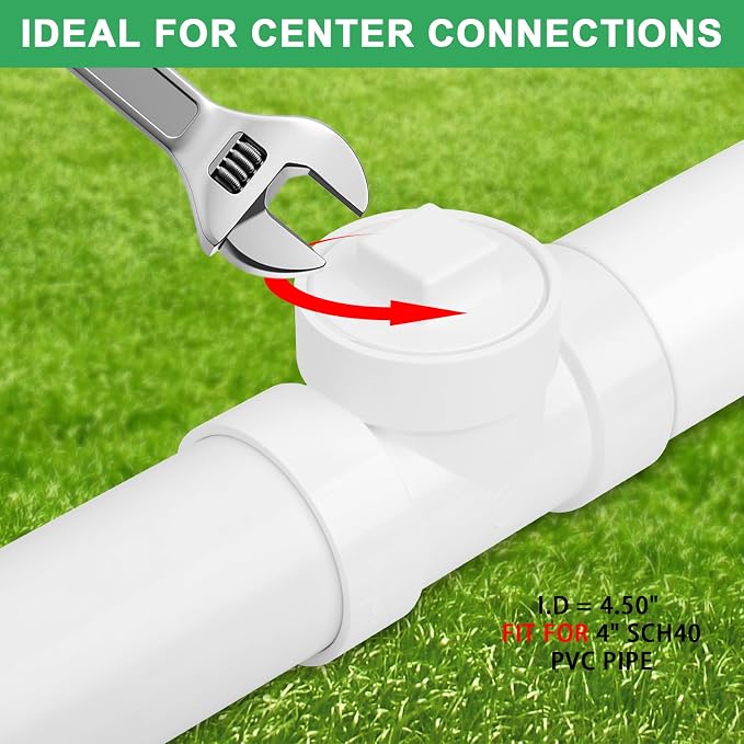 4IN PVC DWV Cleanout Tee with Plug Pipe Fitting (Socket x Socket x FPT) SCH40 4IN DWV PVC Sewer Cleanout Tee with NPT Female Cap Cover for pipe, Drain, Waste, Vent