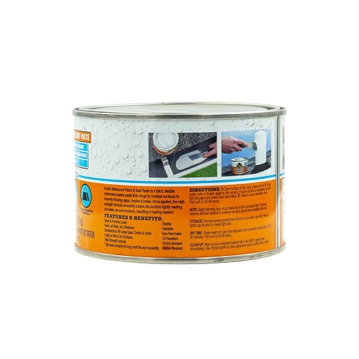Gorilla Waterproof Patch & Seal Rubberized Sealant Paste; White; 1lb Can (Pack of 1)
