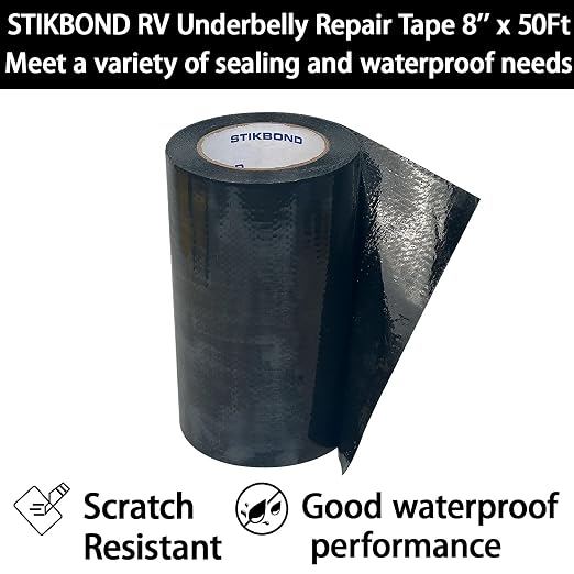 1-Pack RV Underbelly Repair Tape 8'' x 50Ft Waterproof Flex Belly Tape with Sealing Fabric Permanent for RV Tarps, Awnings Fixing, Mobile Homes,RV