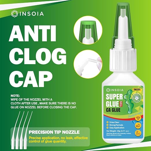 Thin CA Glue, 20g Premium Cyanoacrylate Super Glue Fast Drying 2 CPS Viscosity Adhesive for Woodturning, Pen Making, Hobby, Fossil Prep, Inlays, Hardening, Stabilizing&More