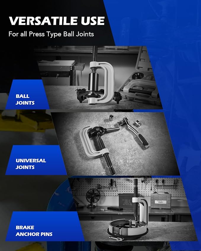 Orion Motor Tech Ball Joint Removal Tool Kit, 23pc Ball Joint Press & U Joint Removal Kit with Sockets and Universal Adapters, Heavy Duty Ball Joint Tool Set for Most 2WD 4WD Cars Trucks SUVs, Black