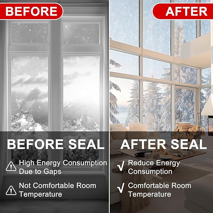 Transparent Window Seal Weather Sealing Tape 2 Inch x 35 Yards Weather Stripping Residue Free Clear Window Insulation Tape for Shower Glass Gaps and Doors Windproof Tape