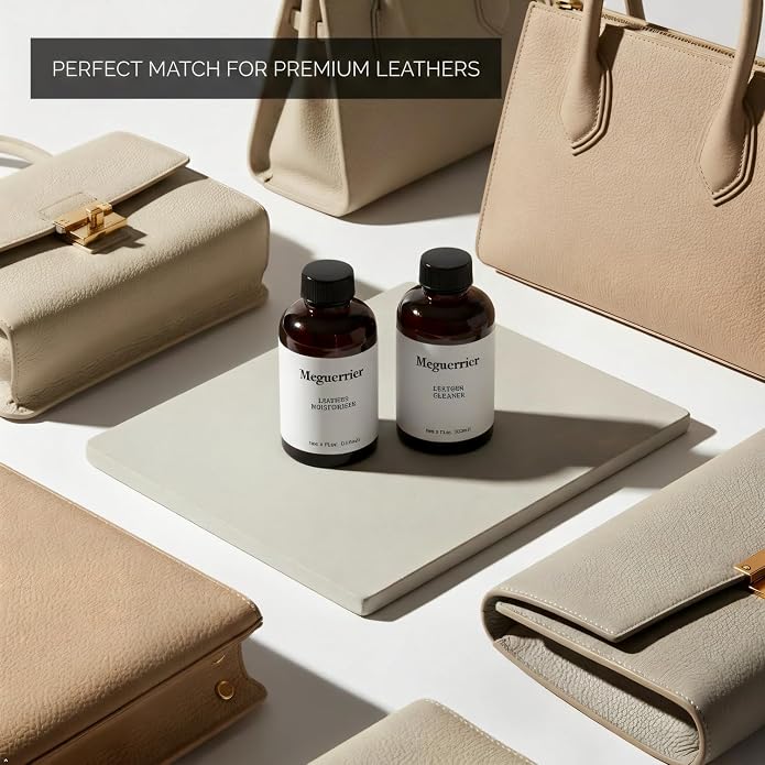 Leather Purse Cleaner and Conditioner Kit, 2 x 4 fl oz | Premium Care Set for Designer Handbags, Luxury Totes & Wallets, pH-Balanced, Non-Toxic Formula