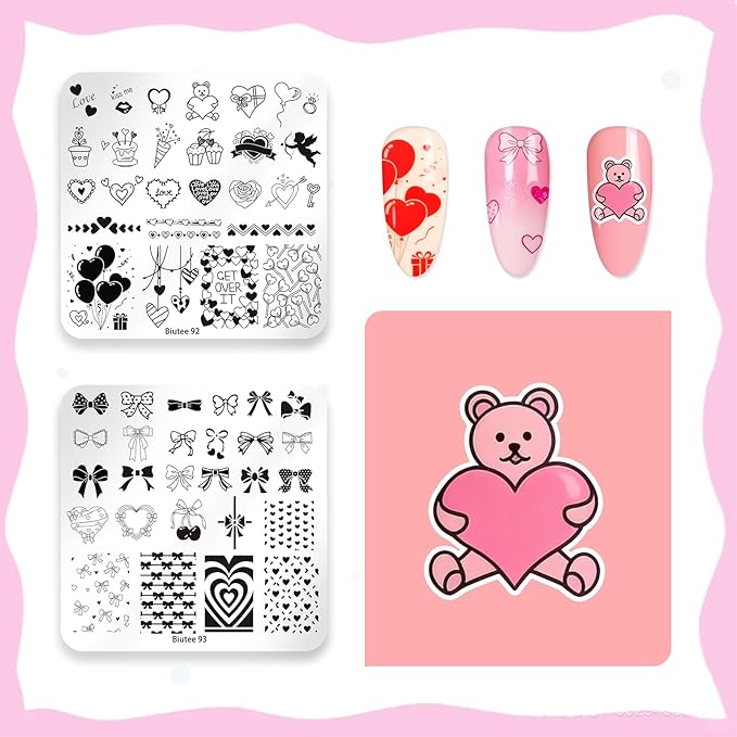 Biutee Nail Stamping Plates 16PCS Nail Stamping Kit with 8 Nail Stamping Gel Polish, 1 Nail Stamper Scraper & Storage Bag, Nail Stamp Kit Flower Butterfly Animal Design for Beginners & Nail Lovers
