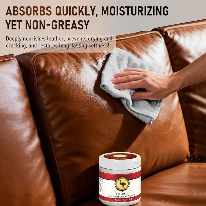 Furniture Salve for Leather (8.2oz), Polisher, Moisturizer and Restorer for Couches and Furniture - Conditioner for Leather, Wood, Bags, Car Seats, Jackets, Vinyl, Leather Repair Salve