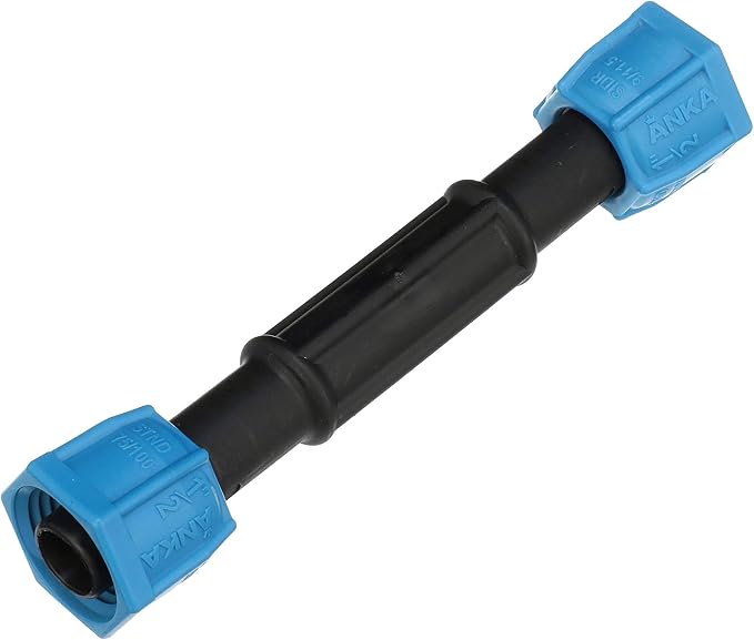 Watts ASC12 ANKA Series High Pressure Poly-Pipe Straight Coupling, 1/2" x 1/2" Black Fitting w/ Blue Tapered Nut Seals, High Grade Glass Fiber Reinforced Nylon, Agriculture & Irrigation