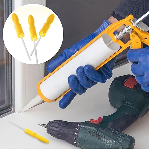 Gisafai 5 Pcs Caulk Tube Caps Reusable Caulk Saver Tube Sealer Caps Finishing Tool for Sealing and Preserving Open Universal Prevent Drying (Yellow)