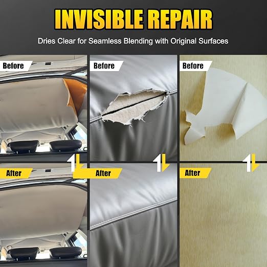 Headliner Repair Glue, Car Headliner Adhesive with Brush, Car Roof Liner Fabric Adhesive, Upholstery Glue for Cars,Headliner Repair Kit, Suitable for Automotive interiors, Fabric, Leather,150ml