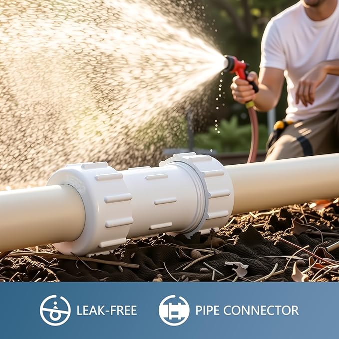 LESSO 1-1/2 Inch PVC Compression Coupling (Gasket x Gasket),Leak-Free Pipe Connector for Plumbing & Irrigation