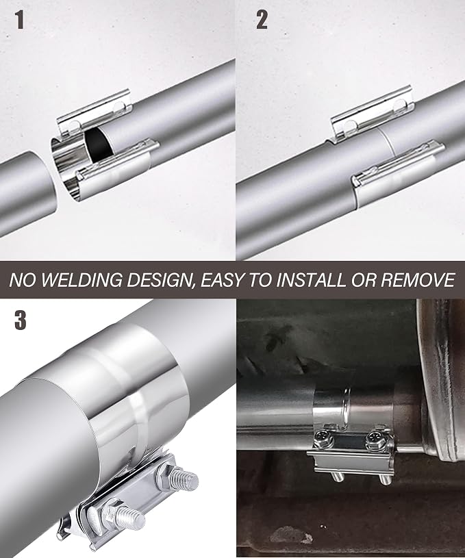 bylikeho Exhaust Clamp,Car Accessories 5" Lap Joint Exhaust Band Clamp Sleeve Coupler,Stainless Steel Exhaust Pipe Clamp for Exhaust System,Exhaust Tubing Connection(5 Inch)