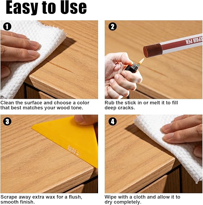 Wood Filler Sticks, 20 Colors Wood Repair Wax Crayons with Scraper, Wood Touch Up Markers for Repairing Scratches, Cracks, Holes in Cabinets, Floors, Tables and Doors[Red Series]