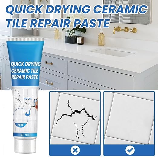 Quick Drying Ceramic Tile Repair Paste – Fast-Set Tile Crack Filler with Strong Adhesion, Easy Apply & Smooth Finish for Floor Tiles, Wall Tiles, Porcelain & Ceramics