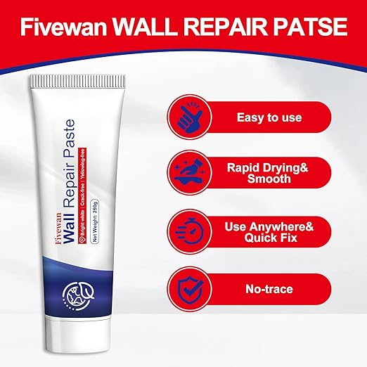 Drywall Repair Kit, Fivewan Wall Patch Repair Kit, Wall Mending Agent with Scraper, Simple Filling of Wall Holes＆Efficient Crack Repair