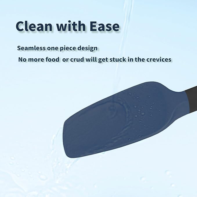 Coukre Silicone Spatula Set of 5,High Temperature Resistant, Food Grade Silicone, Dishwasher Safe, for Baking, Cooking (Dark Blue Black)